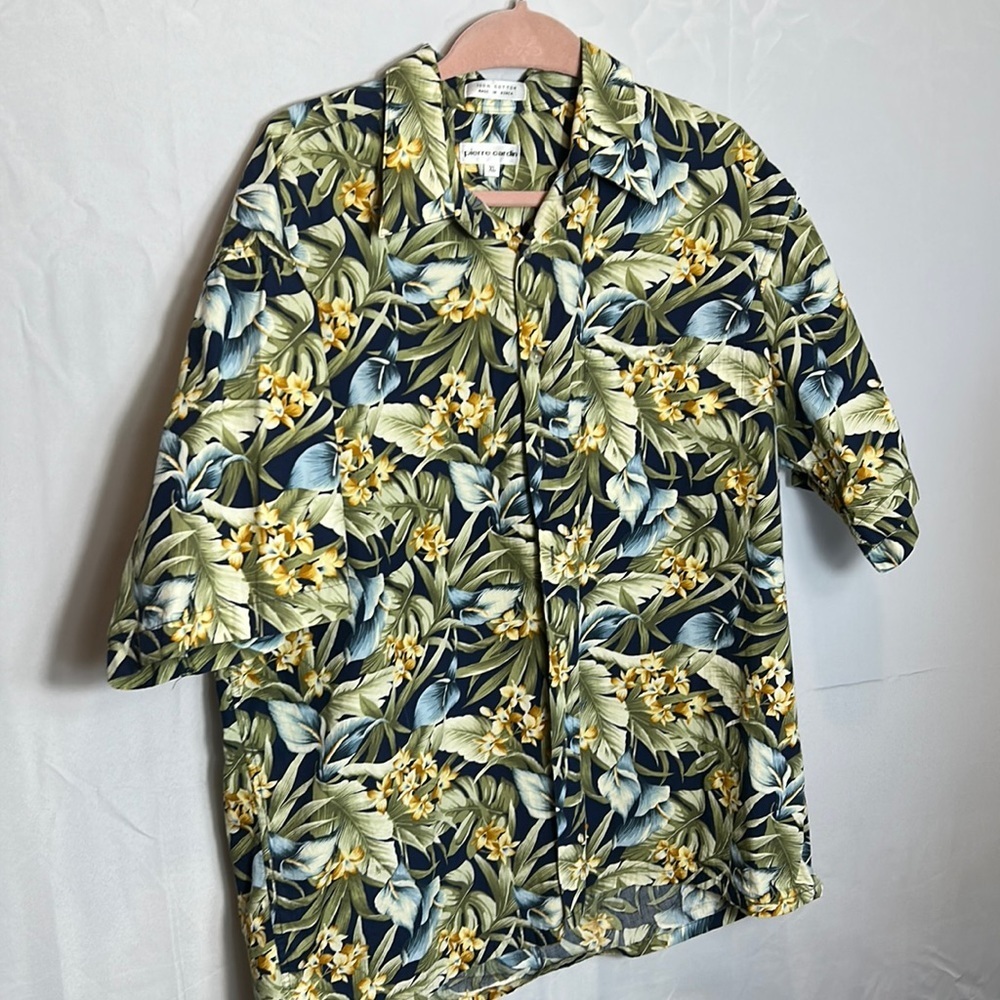Pierre Cardin XL Short Sleeve Tropical Shirt Like New Front Pocket Cotton